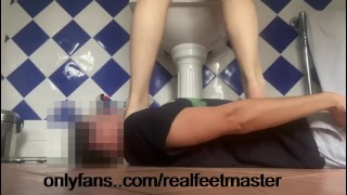 Using my slave as a bathroom mat