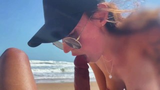 Super POV Blowjob From Beauty Girl in a Cap, Seashore, Naked Nude Beach, Blowjob Sex Toys