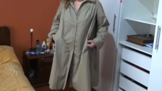 58-year-old Latina stepmother opens her dress and exhibits herself erotically