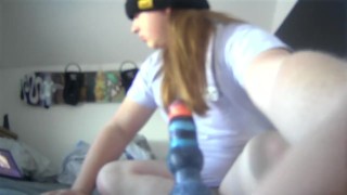 Chubby slut gets off with sex machine