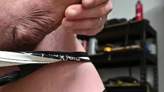 Masturbating and oozing cum in lingerie