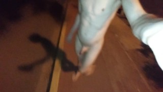 Totally naked and barefoot in public