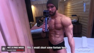 Muscle Hunk Zack Lemec Solo BTS - Maskurbate