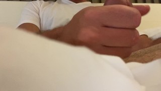 Big White Cock Solo Male moan W precum and Cum for you