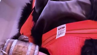 Gorilla fucks sloppy barrel toy