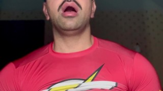 Playing with big pecs and tits