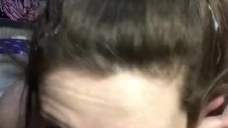 Submissive Slut Sucks Cock Gets An Explosive Cumshot In Silky Hair