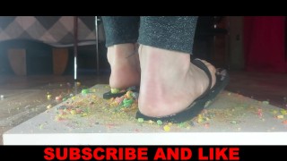 CRUSH FOOD , CEREALS , WITH FEET AND FLIP FLOP
