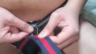 アナルプラグ固定。布製ベルト2本でストッパーバンドを作る方法（アルコール浣腸もしました）