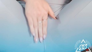 Sexy blonde squirts through gym leggings whilst rubbing her clit