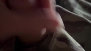 Soldier shoots HOT CUM shot onto some red briefs for a follower (See 3:20 for the big shot)