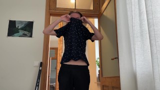 Teen twink strips nude and shows asshole closeup