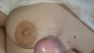 I Play and Spit on My StepSister's Boobs when She was Phone talking, Accidental Cum on Her Tits!