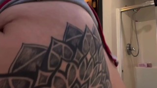 Thick big titty tattooed milf rides huge dildo till she squirts