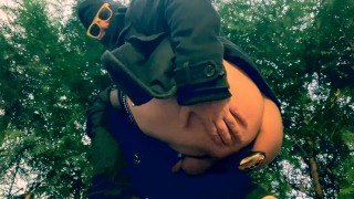 Flashing fingering and toying ass in public, almost get caught