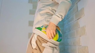 boy in tracksuit shows his nice twink ass 🥵💦