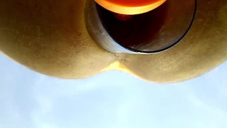 PV Stretching My Ass on a Stemless Large Plasti Wine Glass