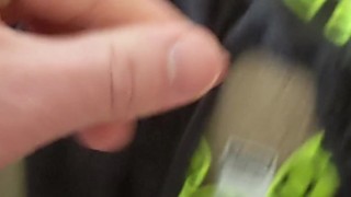 Tradie in Hi Vis Jerks his Uncut Cock in Mirror