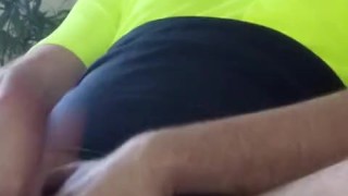 Tradie in Hi Vis Wanks and Cums on Briefs