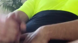 Tradie in Hi Vis Wanks and Cums on Briefs
