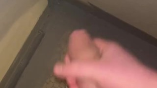 Student cum accidentally while peeing at party