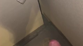Student cum accidentally while peeing at party