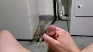 Lazy pissing on myself in the basement