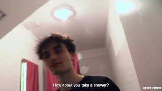 BIGSTR - Handsome Twink Wears Trousers That Show His Muscular Legs & Make A Rich Guy Horny