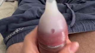 hairy cock daddy filling up another tight condom full of cum