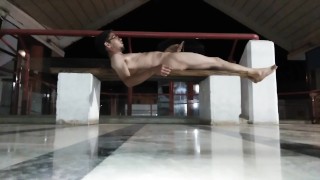 Nude self pissing in public