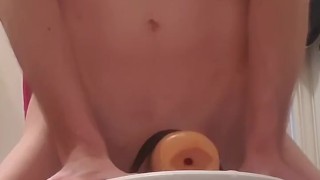 Trying out a new way to fuck my pocket pussy, it works!