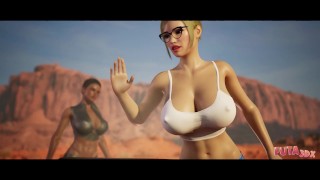Futa3dX - Futa Brunette And Blonde Babes Stranded In The Desert Fucking Hard