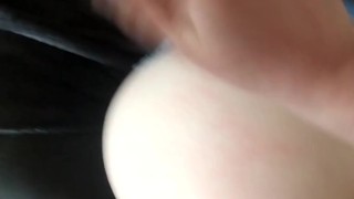 Huge cumshot on big ass with ripped jeans