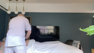 Horny client gets hard during massage and seduces the masseur.