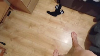 Shaving hairy legs and showing off unshaven sexy skinny legs after