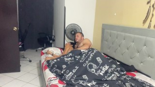 I enter my stepfather's bedroom and He fucks my pussy with my pussy after putting his b