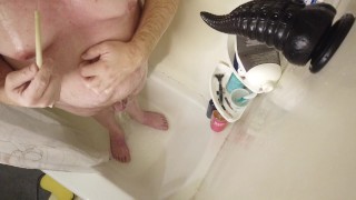 Sissy Submissive Slut Takes Huge Bad Dragon Toy Deep in Tight Ass and Mouth Hand Job too Part 4