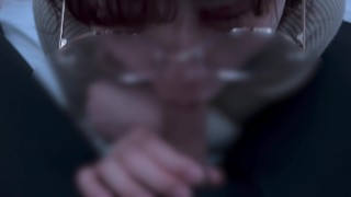 清楚系のメガネ女子が口内射精されてちゃう♡ cum im mouth blowjob