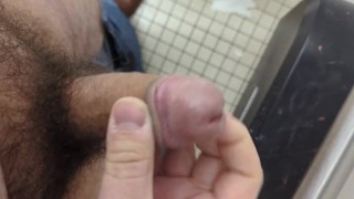 Onlyfans preview: Hung bear jerks off in highway rest area restroom.