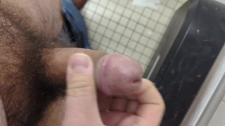 Onlyfans preview: Hung bear jerks off in highway rest area restroom.