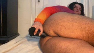 Hairy Fat Femboy Taking Dildo