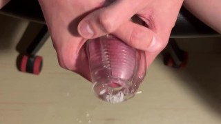 4K POV Twink stretching a new toy with his massive cock and blasting a load like a cannon