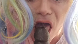 Crossdresser Sucks A BBC Dildo Gets A Mouthful Of Cum Part 2