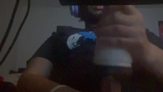 You Watch Me Jerk My Hard Thick Cock from Under My Desk | BEAUTIFUL CUMSHOT