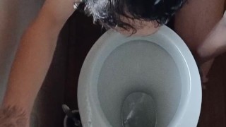 Flushing my head down the toilet and top view of my skinny perfect body while in Bath tub