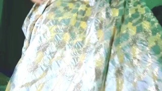 Indian Gay Crossdresser pressing her big boobs and fingering in her ass in pink dress