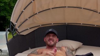 Hot onlyfans daddy jerks off by public pool