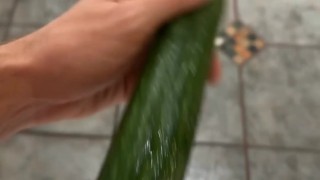 Quick fuck my ass with big cucumber