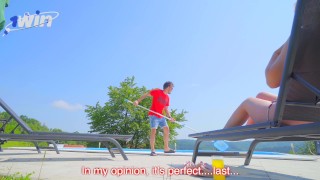 Having sex with the boss's wife by the pool. The neighbors were looking at us