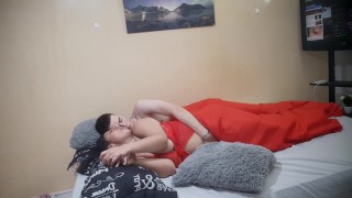 My stepsister's girlfriend enters my bedroom and asks me to fuck her.